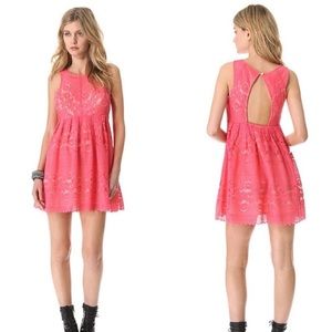 Free People Sleeveless Coral Lace Keyhole Dress 4